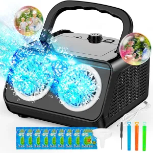 SHCKE Automatic Bubble Machine Upgrade Bubble Blower with 2 Fans,Plug in or Battery Operated Portable Bubble Maker,20000  Bubbles Per Minute Bubbles for Outdoor Wedding Birthday Party