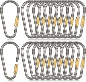 Skylety Mini Titanium Locking Clips D-Ring Locking Snap Keychain Keyring Screw Lock Buckle for Outdoor Indoor Dog Tags Use, Lightweight and Sturdy