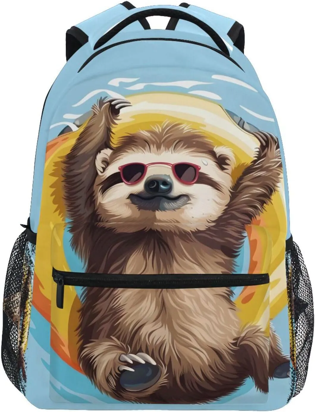 Sloth Swimming Ring School Kids Backpack for Boys Girls Laptop Backpack Lightweight Travel Bag for Women Men