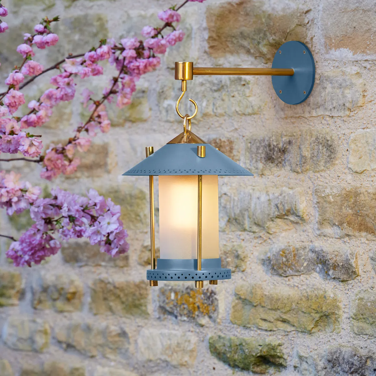 smaller Stefan cordless lantern in Denim by the Novogratz