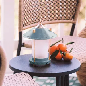 smaller Stefan cordless lantern in Denim by the Novogratz