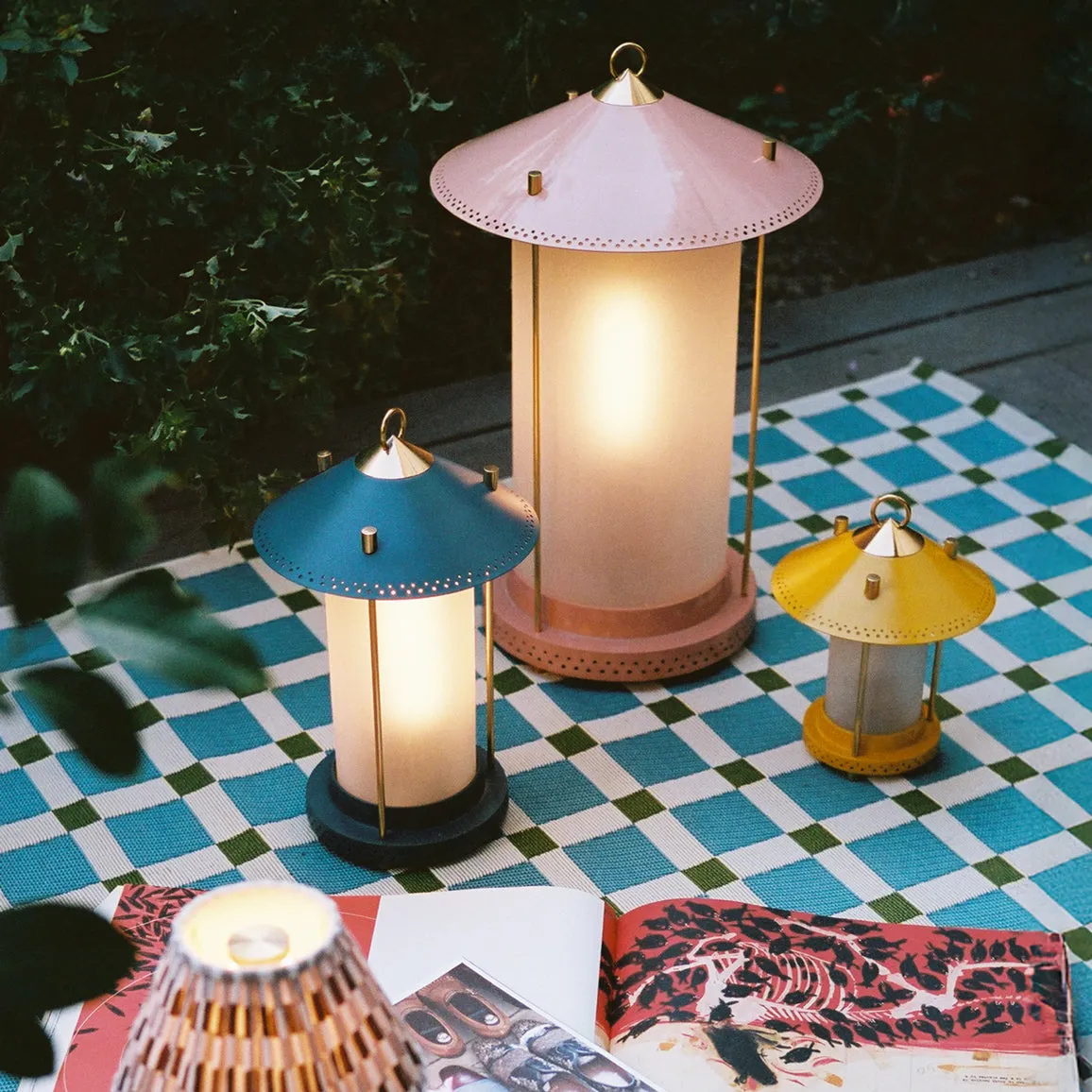 smaller Stefan cordless lantern in Denim by the Novogratz