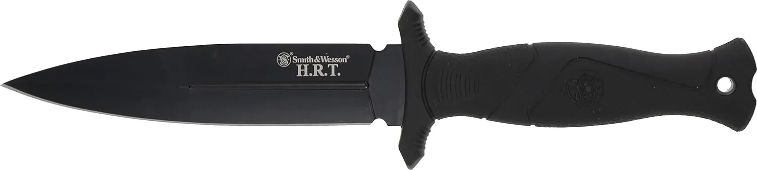 Smith & Wesson 10.5 in High Carbon SS Fixed Blade Knife with 5.5 in False Edge Blade for Outdoor Tactical Survival and EDC, Black