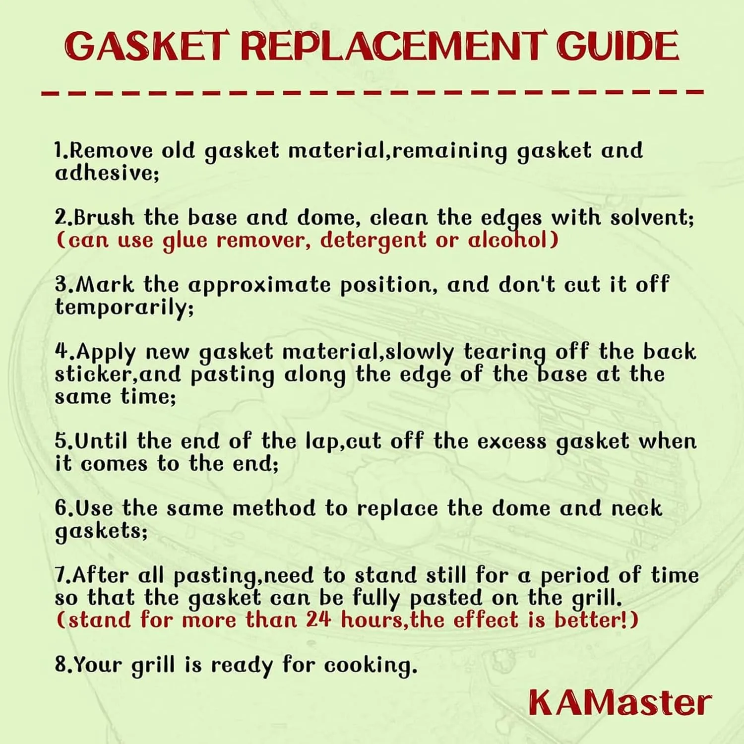 Smoker Gasket for Green Egg,High Temp Grill Gasket Replacement Fit Large/XLarge Bigs Green Egg BBQ Smoker Gasket Pre-Shrunk Accessories Self Stick Felt 14ft Long, 7/8" Wide, 1/8" Thick,Green Egg Parts