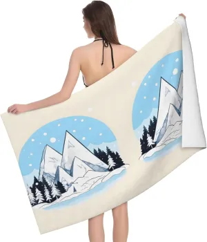 Snow-Capped Mountains Super Soft Microfiber Bath Towel,Quick Dry, Lightweight & Ultra Absorbent, Perfect for Beach, Pool, Travel, Gym.