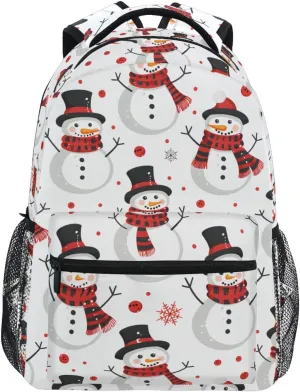 Snowman White Pattern School Kids Backpack for Boys Girls Laptop Backpack Lightweight Travel Bag for Women Men