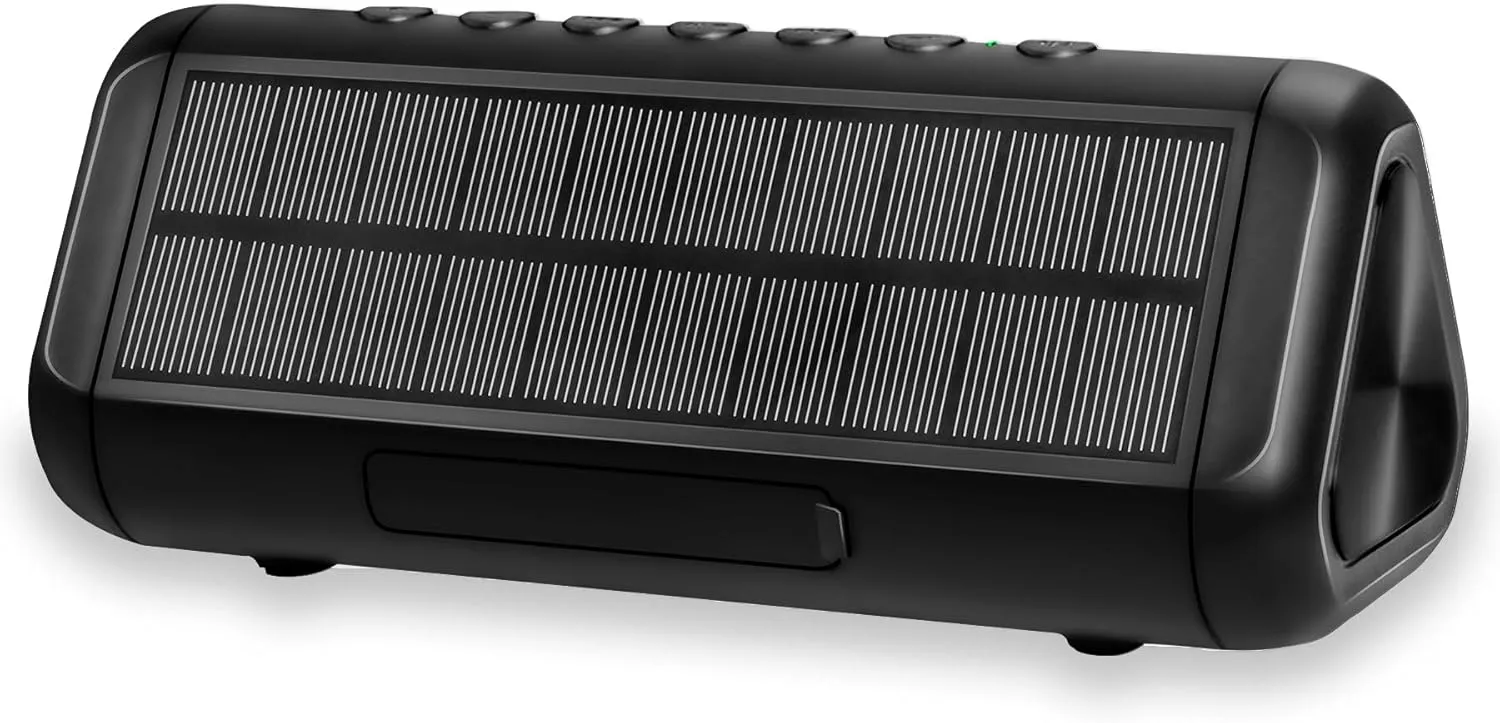 Solar Bluetooth Speaker HD Sound with 5000mAh Power Bank Function, Wireless 50H Playtime,BT5.3,TWS Pairing,IPX6 Waterproof,for Home/Outdoor/Run/Hiking/Travel/Riding/Beach/Camping/Office/Room