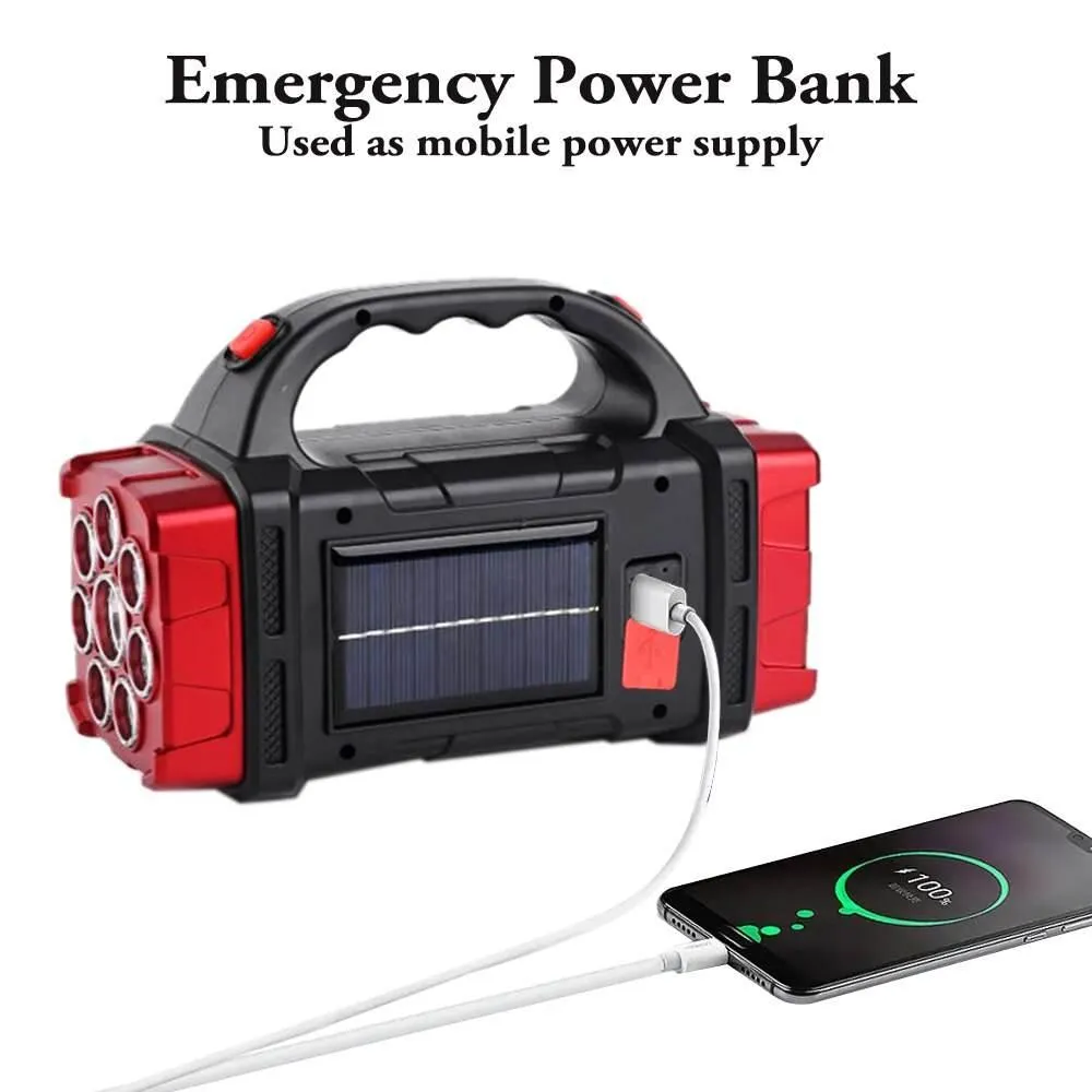 Solar Portable Power Bank with LED Flashlight - Outdoor Charger