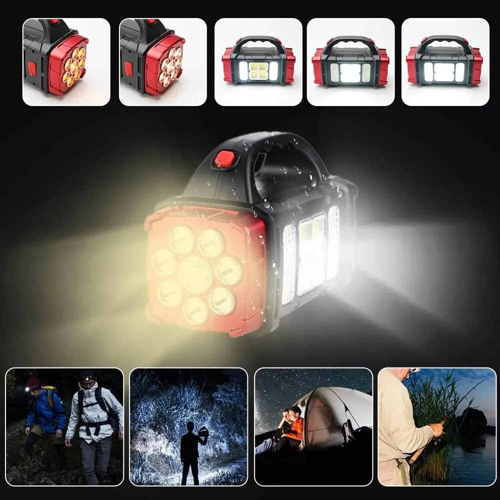 Solar Portable Power Bank with LED Flashlight - Outdoor Charger