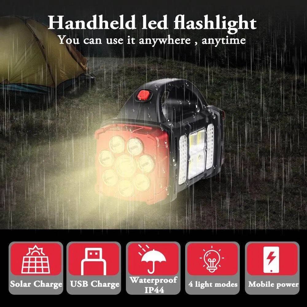Solar Portable Power Bank with LED Flashlight - Outdoor Charger