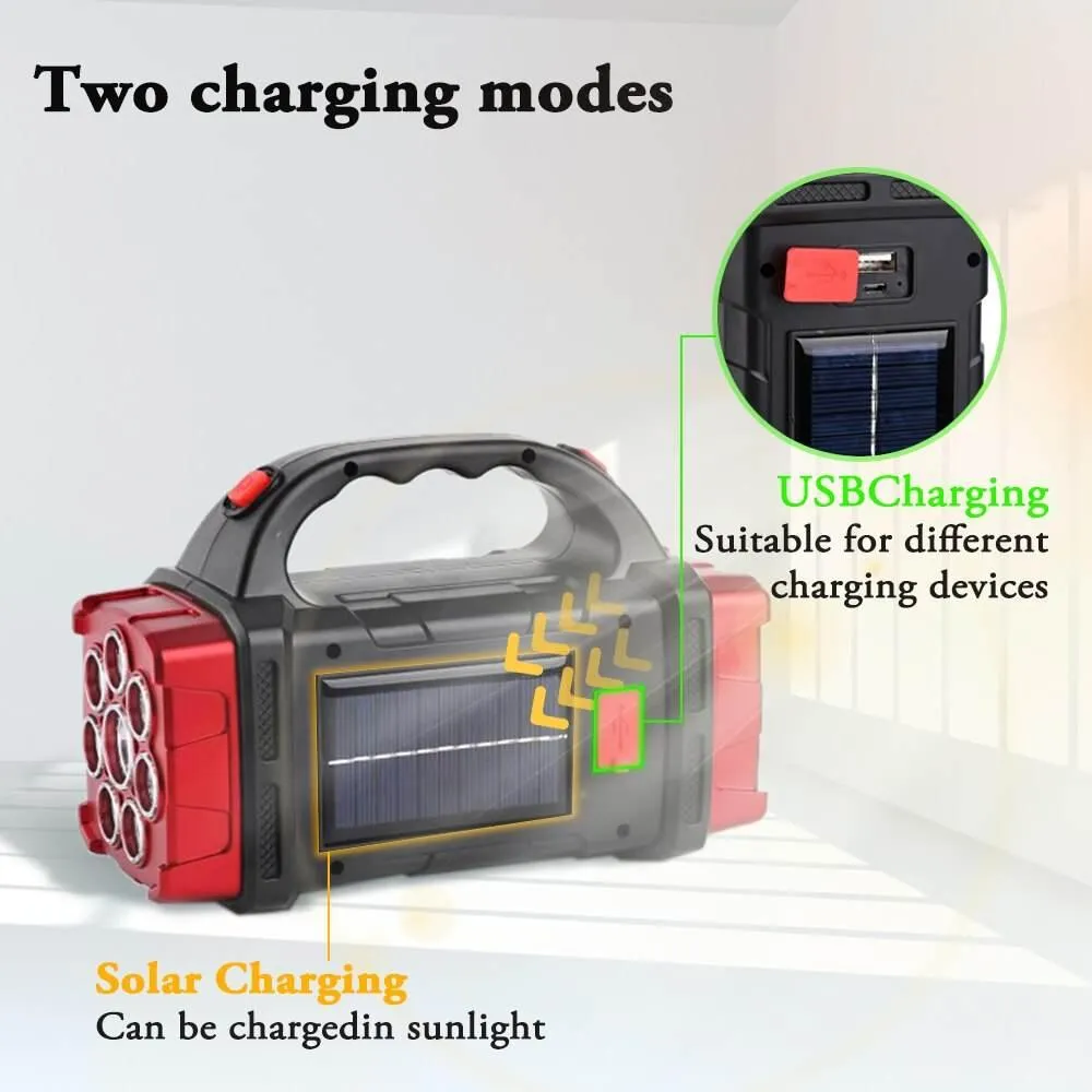 Solar Portable Power Bank with LED Flashlight - Outdoor Charger