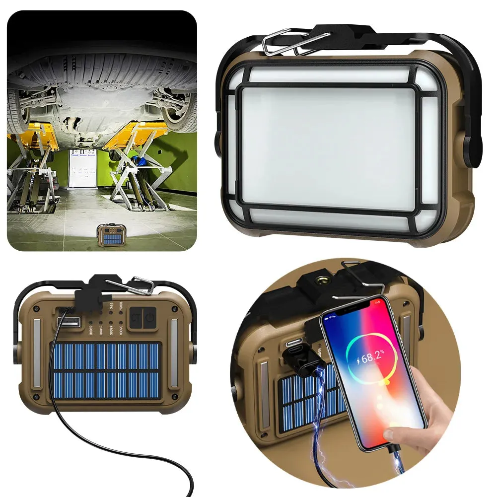 Solar Work Light Outdoor Floodlight IPX4 Waterproof Emergency Power Bank