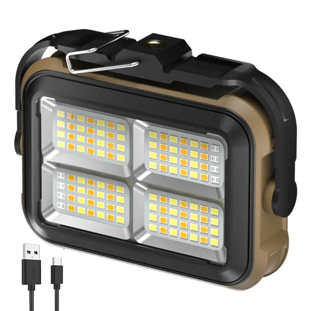 Solar Work Light Outdoor Floodlight IPX4 Waterproof Emergency Power Bank