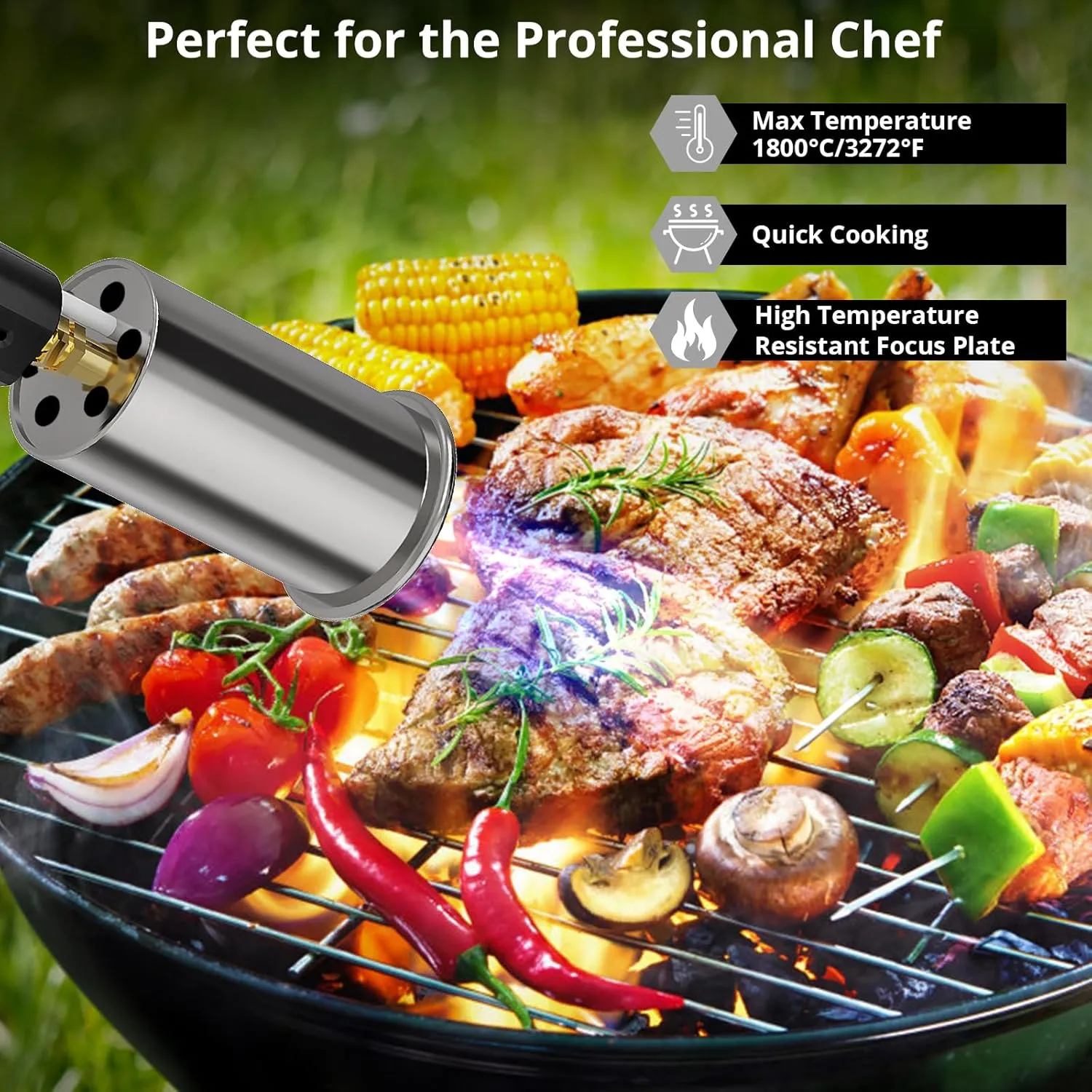 Sondiko Powerful Grill & Cooking Propane Torch L8010, Sous Vide, Campfire Starter, Adjustable Wood Torch Burner for Searing Steak, BBQ, Welding(Green & Black) Propane Tank Not Included