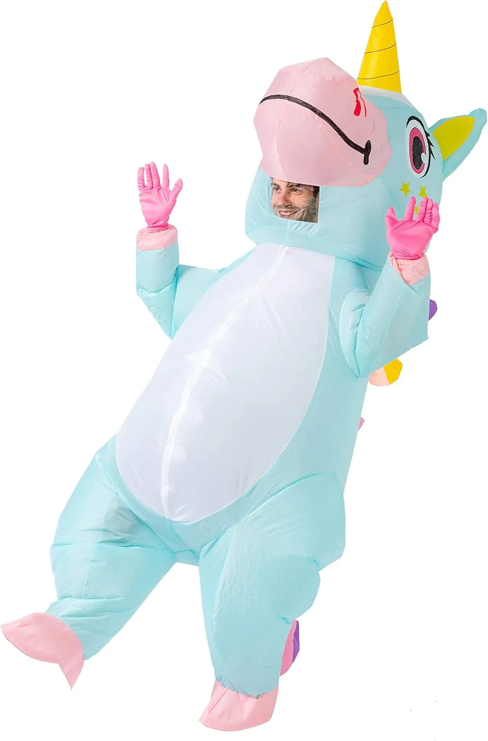 Spooktacular Creations Inflatable Costume Adult, Full Body Riding a Unicorn Blow Up Costume for Halloween Inflatables Party