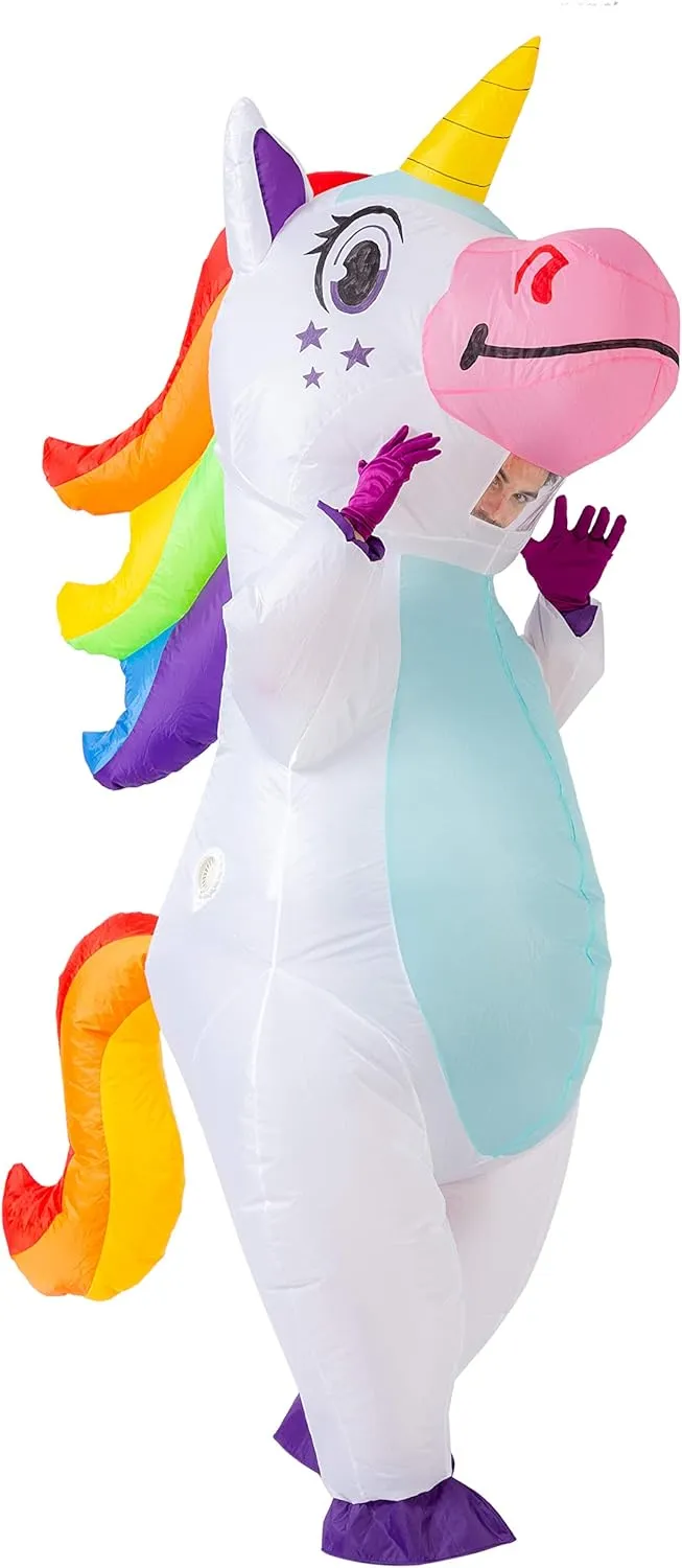 Spooktacular Creations Inflatable Costume Adult, Full Body Riding a Unicorn Blow Up Costume for Halloween Inflatables Party