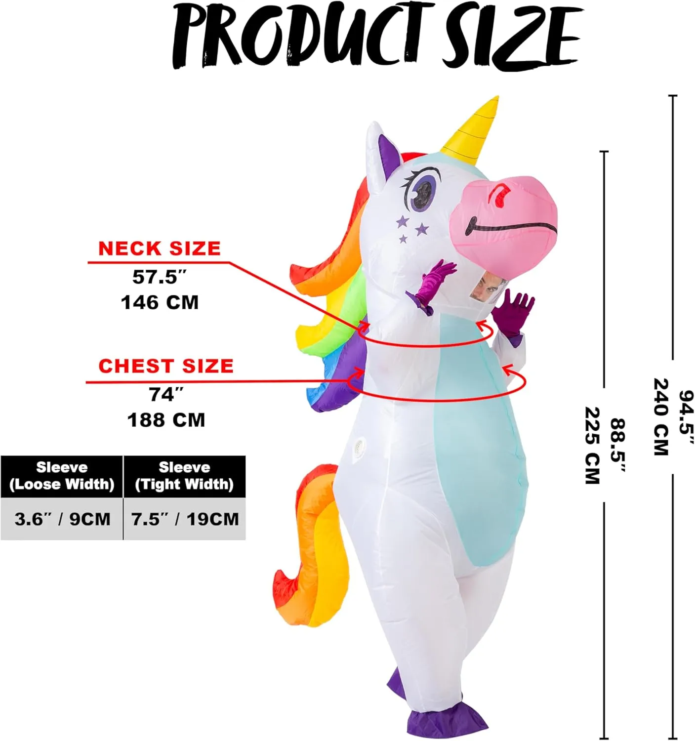 Spooktacular Creations Inflatable Costume Adult, Full Body Riding a Unicorn Blow Up Costume for Halloween Inflatables Party