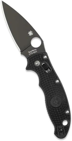 Spyderco Manix 2 Lightweight Signature Knife with 3.37" CTS BD1 Black Steel Blade and Black FRCP Handle - PlainEdge - C101PBBK2