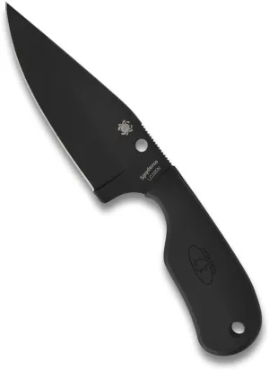 Spyderco Subway Bowie Fixed Blade Knife with Ultra-Corrosion Resistant LC200N Black Blade and FRN Handle - Includes Custom Molded Boltaron Sheath - PlainEdge - FB48PBK