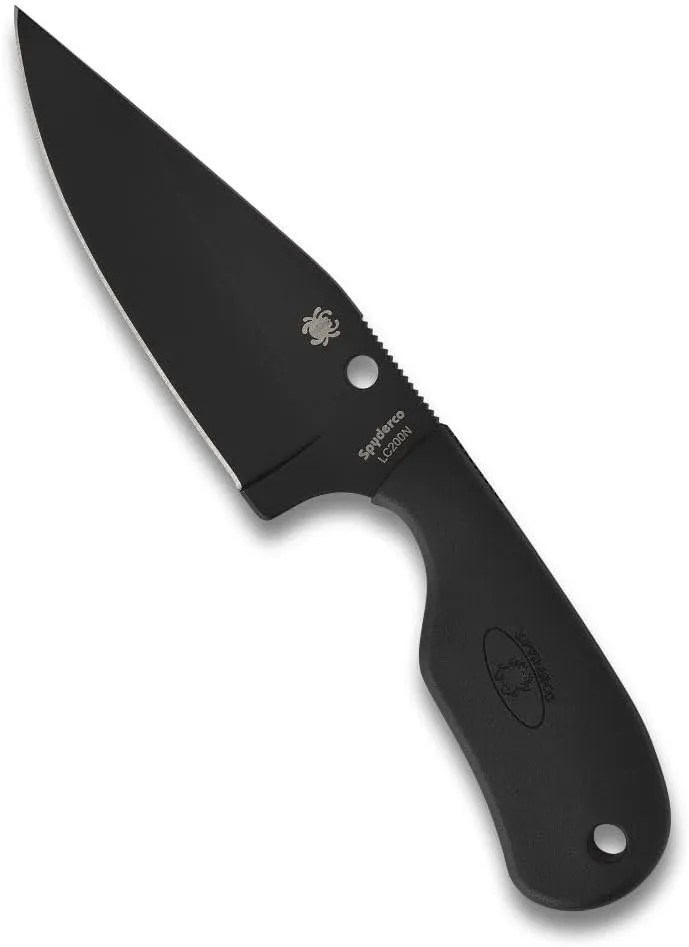 Spyderco Subway Bowie Fixed Blade Knife with Ultra-Corrosion Resistant LC200N Black Blade and FRN Handle - Includes Custom Molded Boltaron Sheath - PlainEdge - FB48PBK