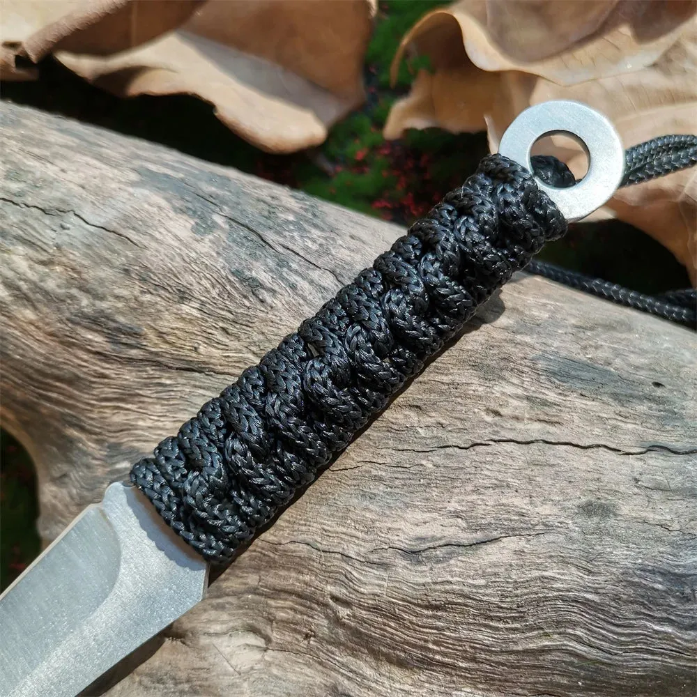 Stainless Steel Fixed Blade Knife (model 8CR15MOV). for Hunting, Hiking, and Camping (with Nylon Sheath)