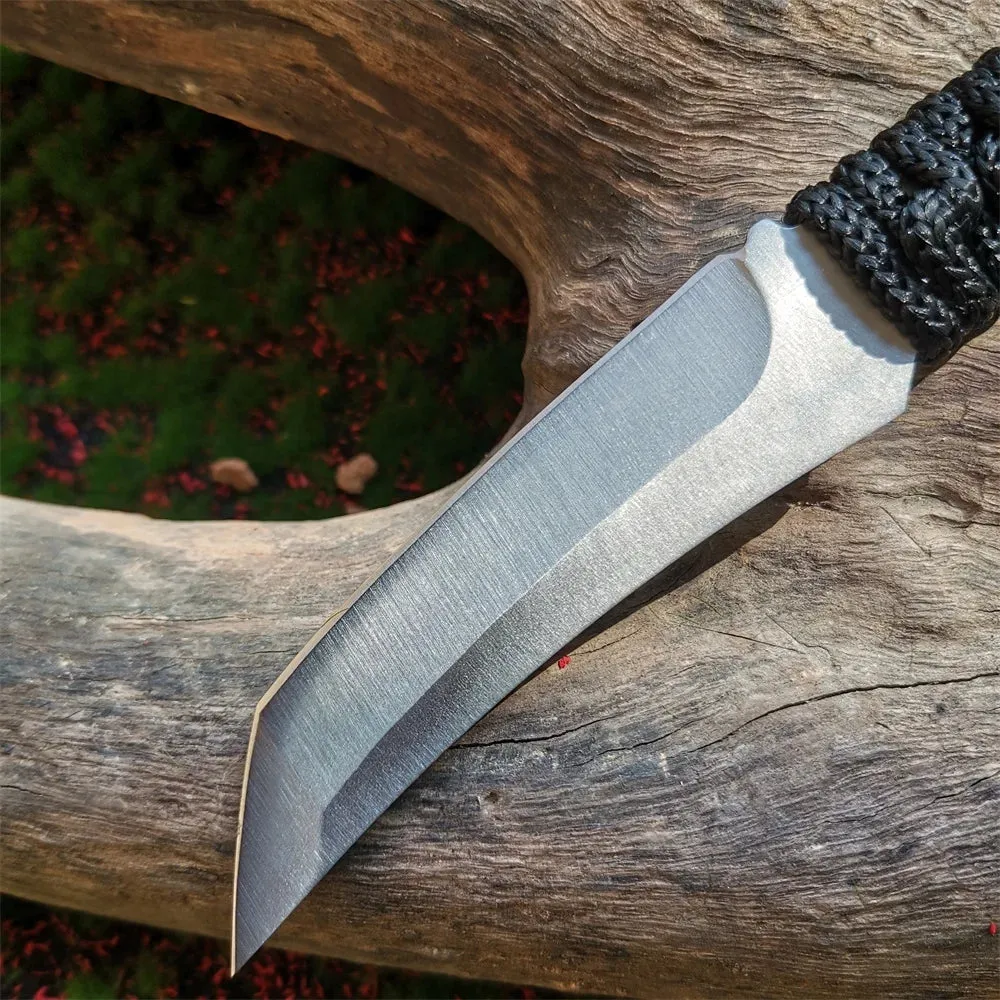 Stainless Steel Fixed Blade Knife (model 8CR15MOV). for Hunting, Hiking, and Camping (with Nylon Sheath)