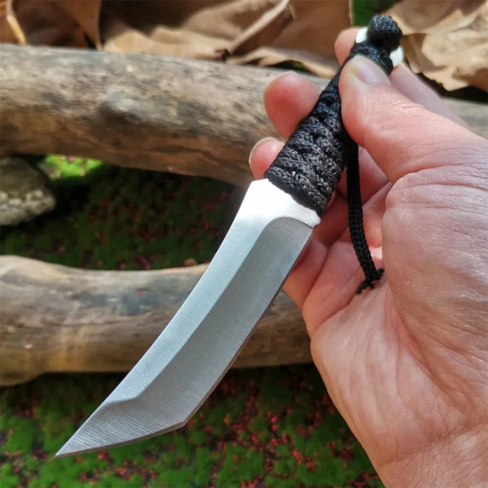 Stainless Steel Fixed Blade Knife (model 8CR15MOV). for Hunting, Hiking, and Camping (with Nylon Sheath)