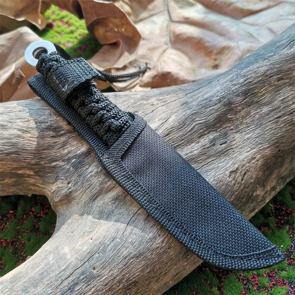 Stainless Steel Fixed Blade Knife (model 8CR15MOV). for Hunting, Hiking, and Camping (with Nylon Sheath)