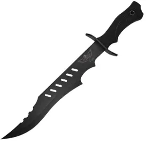 Strike Force Ops Bowie, Black Rubber Handle, Black Plain