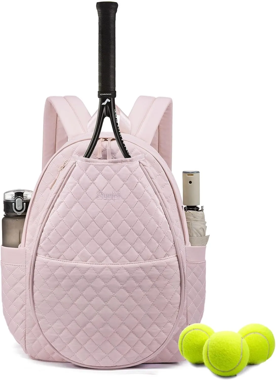 Sucipi Tennis Bags for Women, Quilted Tennis Racket Bag Backpack for Tennis Racquet, Pickleball Paddles, Badminton
