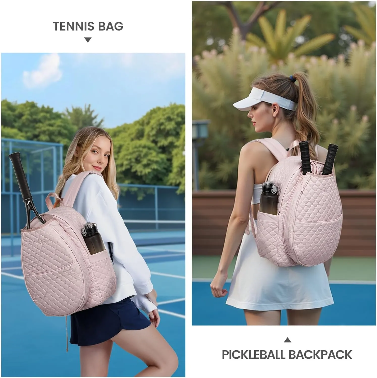 Sucipi Tennis Bags for Women, Quilted Tennis Racket Bag Backpack for Tennis Racquet, Pickleball Paddles, Badminton