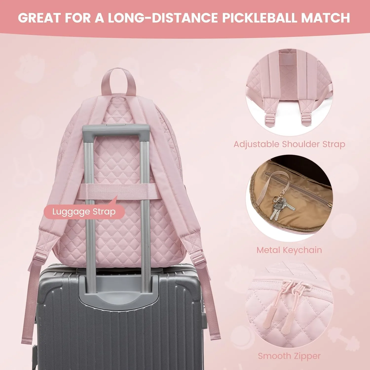 Sucipi Tennis Bags for Women, Quilted Tennis Racket Bag Backpack for Tennis Racquet, Pickleball Paddles, Badminton