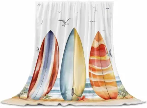 Summer Throw Blanket for Couch, Canoeing Striped Beach Soft Cozy Bed Blanket All Seasons Use Lightweight Flannel Blanket for Travel Camping Picnics, 30" x 40"