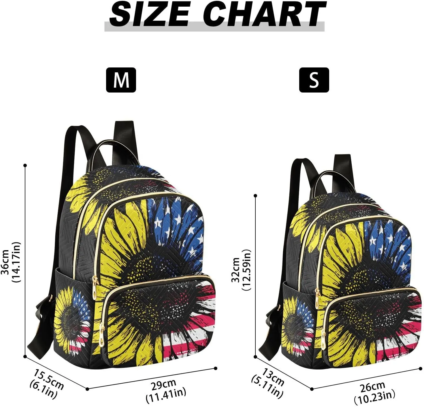 Sunflower American Flag Mini Backpack for Women, LightWeight Travel Backpack Purse Shoulder Bag Small Casual Daypack for Womens