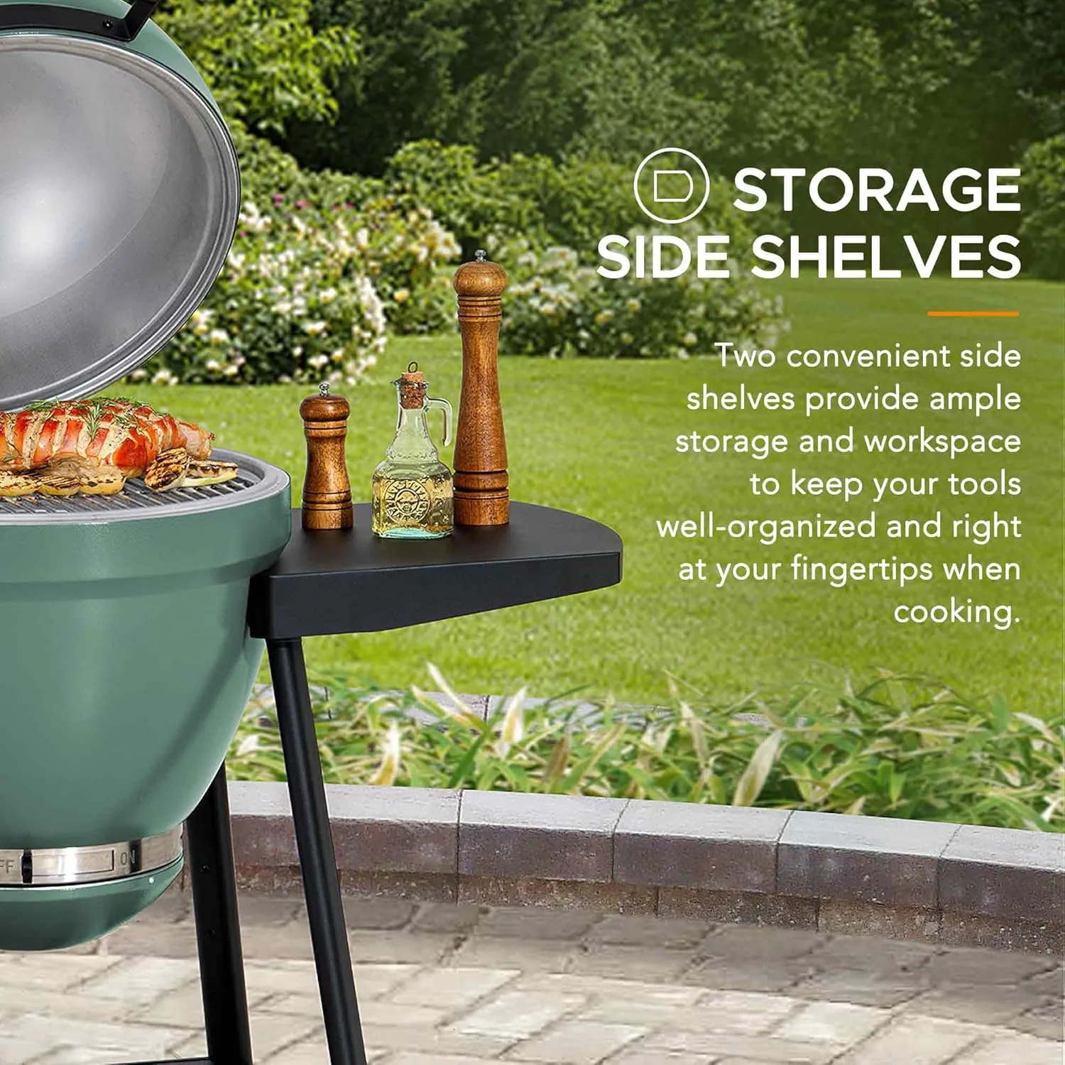 Sunjoy Charcoal Grill 20-Inch Kamado Grill Outdoor Egg Grill with Pizza Stone, Ultimate BBQ Grill and Smoker with Wheels, Green