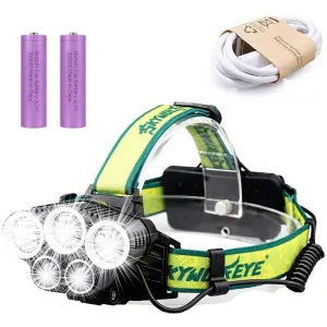 Super Bright 5X LED Headlamp Rechargeable LED Headlight Flashlight USB Head Lamp