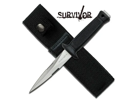 Survivor Tactical Boot Knife Dagger - 6 1/2" - Silver