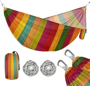 susiyo Portable Camping Hammock Colorful Wooden Printed Lightweight Hammock Comfortable Travel Swing with Tree Straps for Camping Hiking Backpacking Travel or Beach - Up to 330lbs