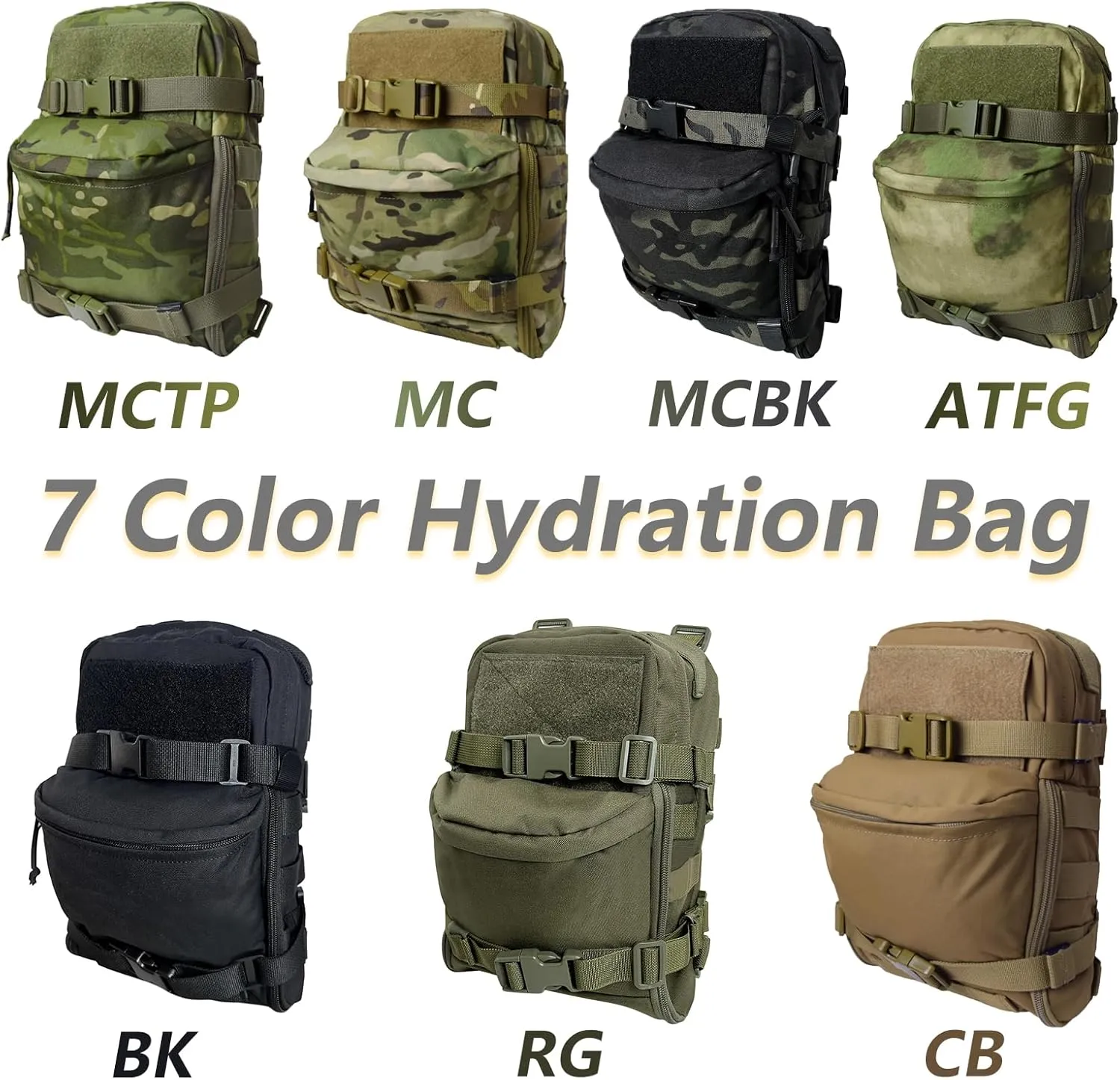 Tactical Hydration Backpack for 2L Hydration Bladder, Lightweight Hydration Backpack MOLLE Water Carrier for 2L Hydration Bladder Reservoir Pack for Hiking Biking Running Climbing