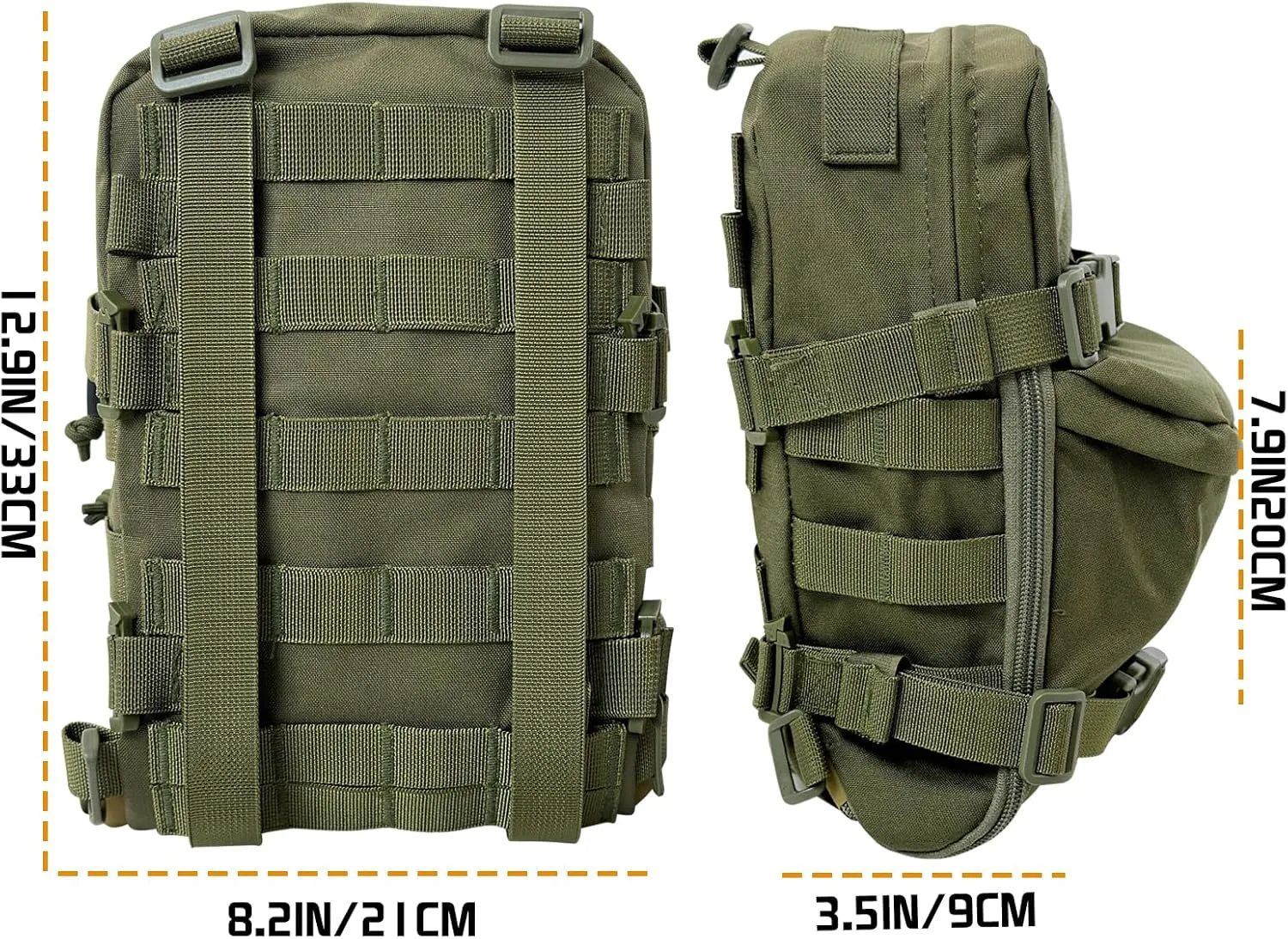 Tactical Hydration Backpack for 2L Hydration Bladder, Lightweight Hydration Backpack MOLLE Water Carrier for 2L Hydration Bladder Reservoir Pack for Hiking Biking Running Climbing