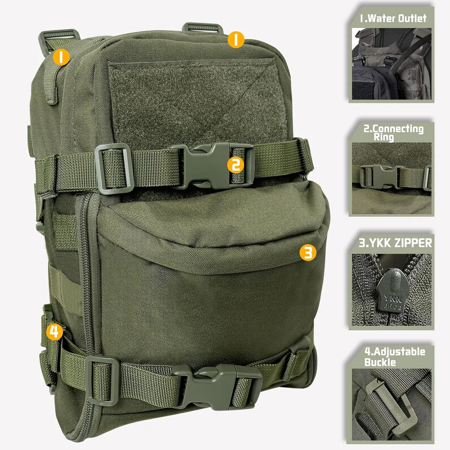 Tactical Hydration Backpack for 2L Hydration Bladder, Lightweight Hydration Backpack MOLLE Water Carrier for 2L Hydration Bladder Reservoir Pack for Hiking Biking Running Climbing