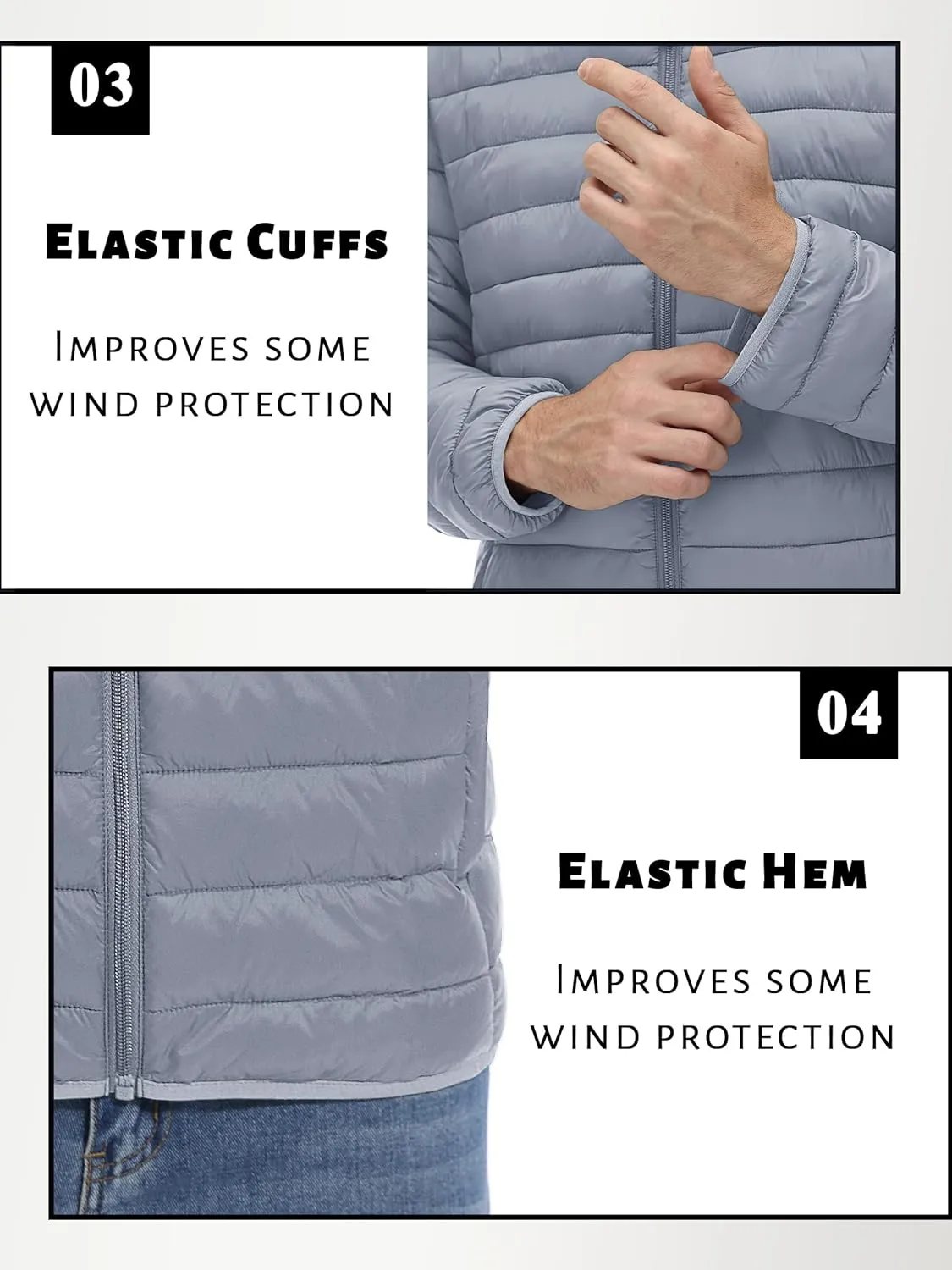 TACVASEN Men's Hooded Puffer Water-Repellent Down Alternative Jacket Insulated Lightweight Windbreaker Quilted Coat