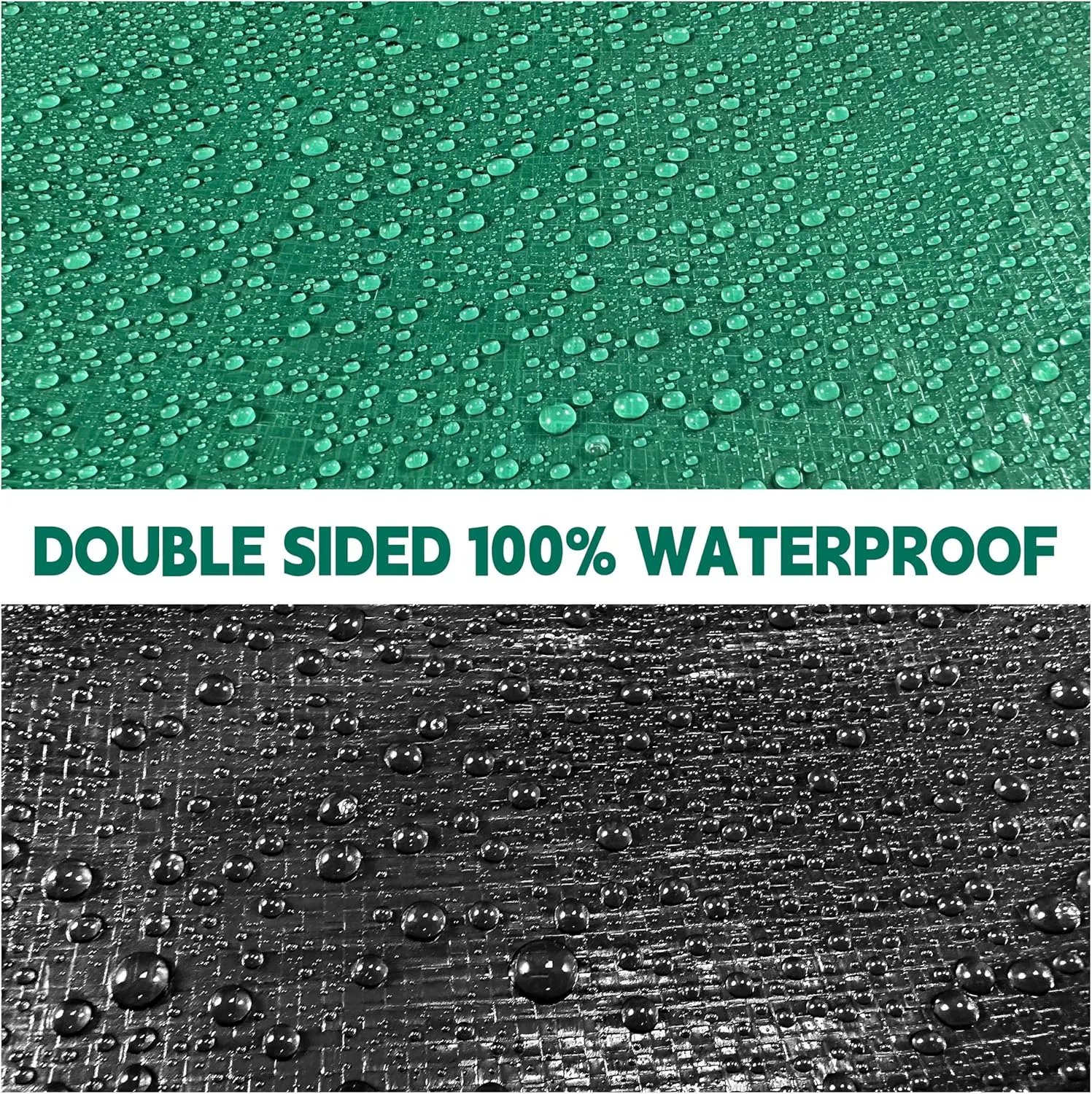 Tarp 10x12 ft Heavy Duty 100% Waterproof 10mil,UV Resistant,Durable Grommets and Reinforced Edges Green/Black Tarp for Camping, Swimming Pools,Car Coverage -by MVPNET