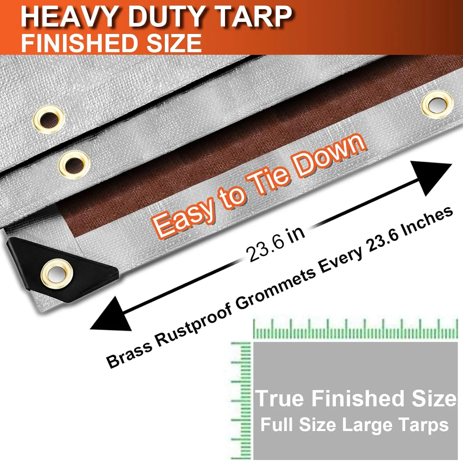 Tarp Waterproof 10x20 Ft Heavy Duty Tarp Thicker 16 Mil Large Tarps with Brass Grommets and Reinforced Edges, UV&Fade Resistant Tear Resistant Plastic Tarp for Outdoor Camping Roof Pool Tent