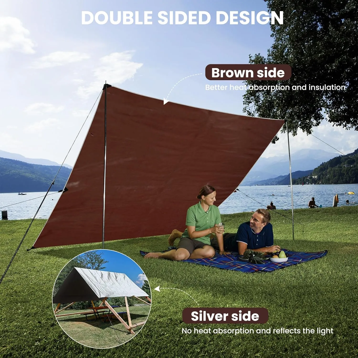 Tarp Waterproof 12x16Ft, Heavy Duty Tarp Cover Extra Thick 14 Mil Tear and UV Resistant, Outdoor Tarps with Grommets and Reinforced Edges for Roof, Camping, Patio, Pool, Boat