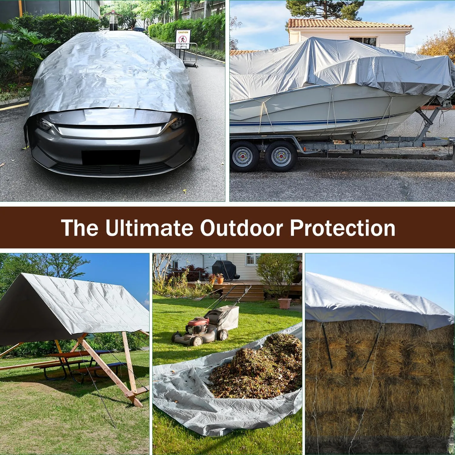 Tarp Waterproof 12x16Ft, Heavy Duty Tarp Cover Extra Thick 14 Mil Tear and UV Resistant, Outdoor Tarps with Grommets and Reinforced Edges for Roof, Camping, Patio, Pool, Boat