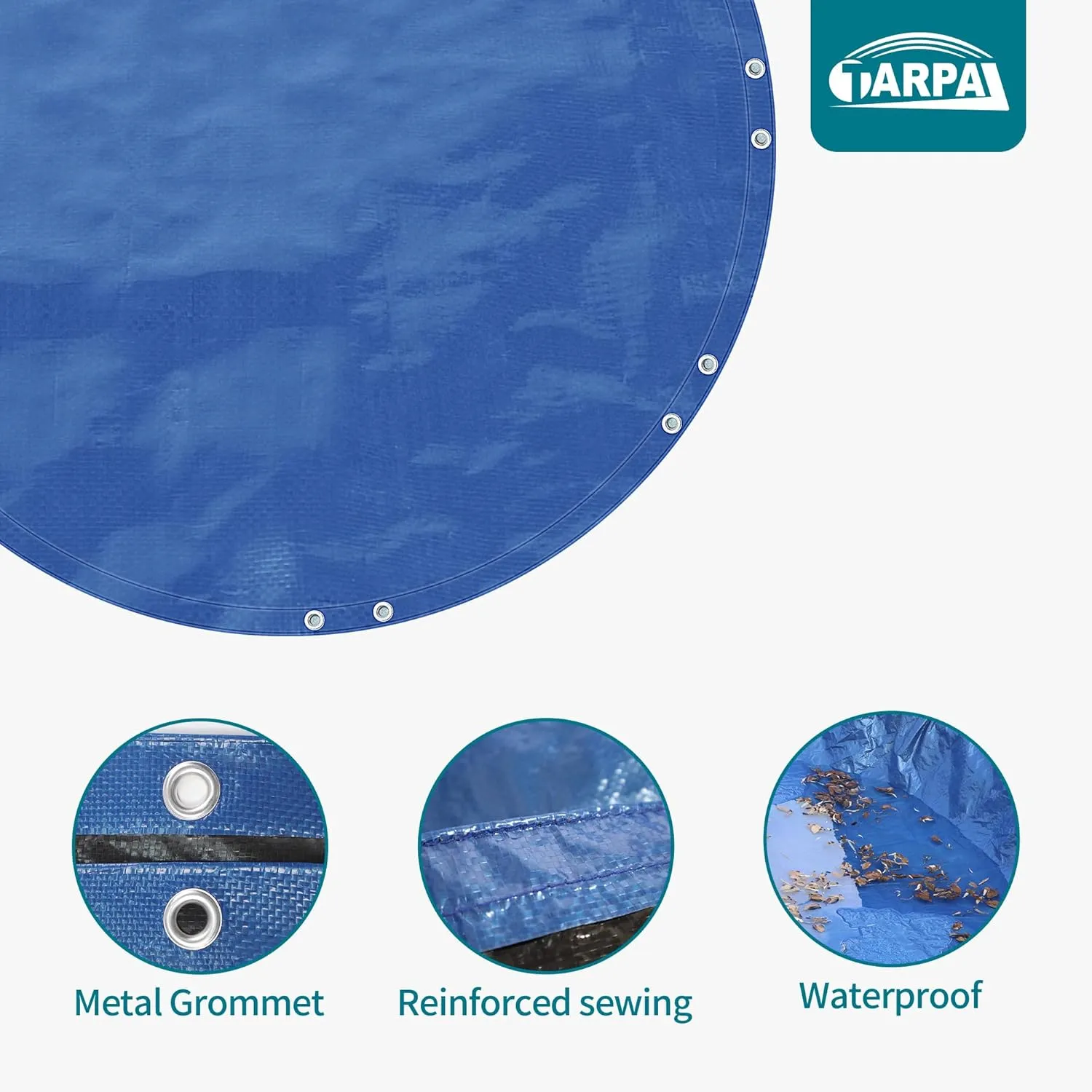 TARPAL 22ft Round tarp Waterproof 8mil Poly Tarps Pool Cover Multifunctional Tarpaulin Pool Covers for Above Ground Pools Dust and UV Resistance .（Blue/Black）