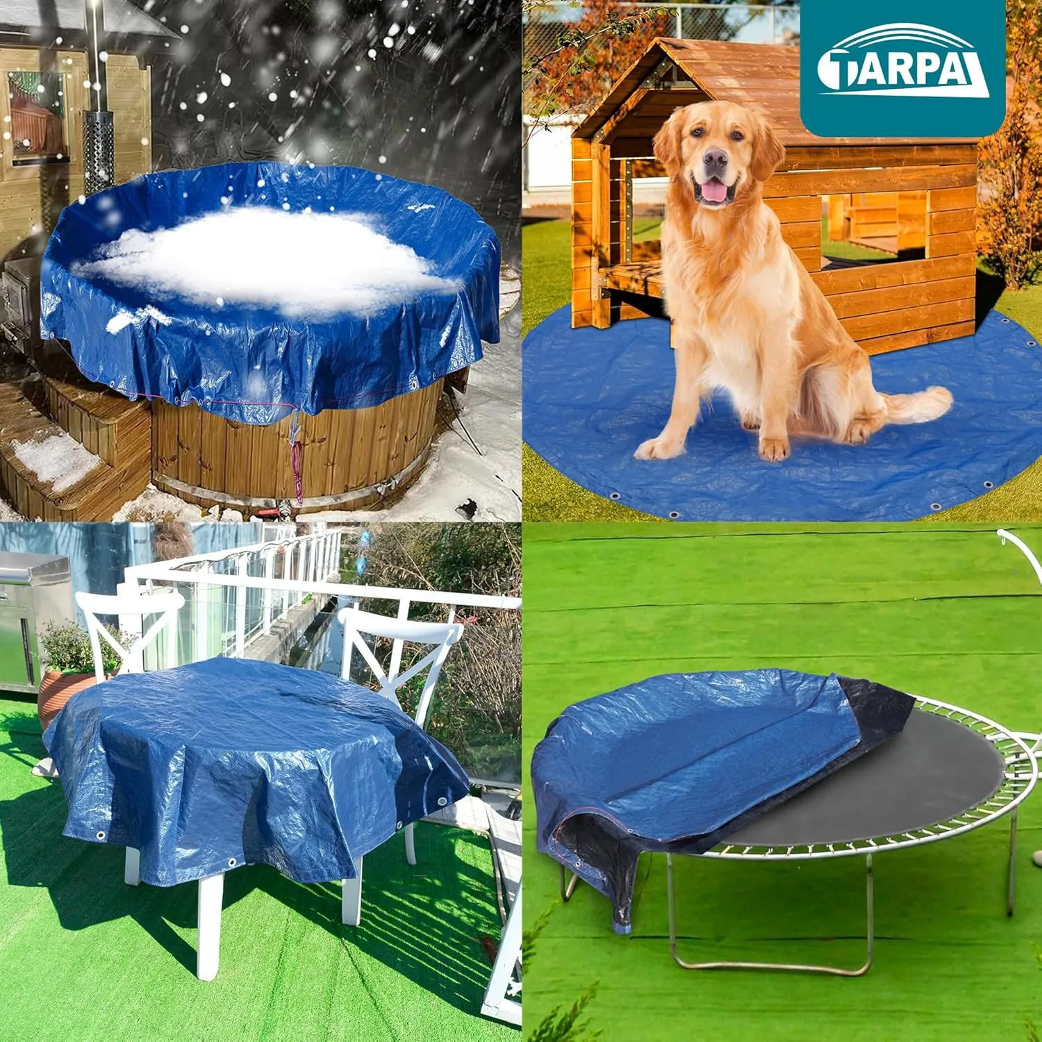 TARPAL 22ft Round tarp Waterproof 8mil Poly Tarps Pool Cover Multifunctional Tarpaulin Pool Covers for Above Ground Pools Dust and UV Resistance .（Blue/Black）