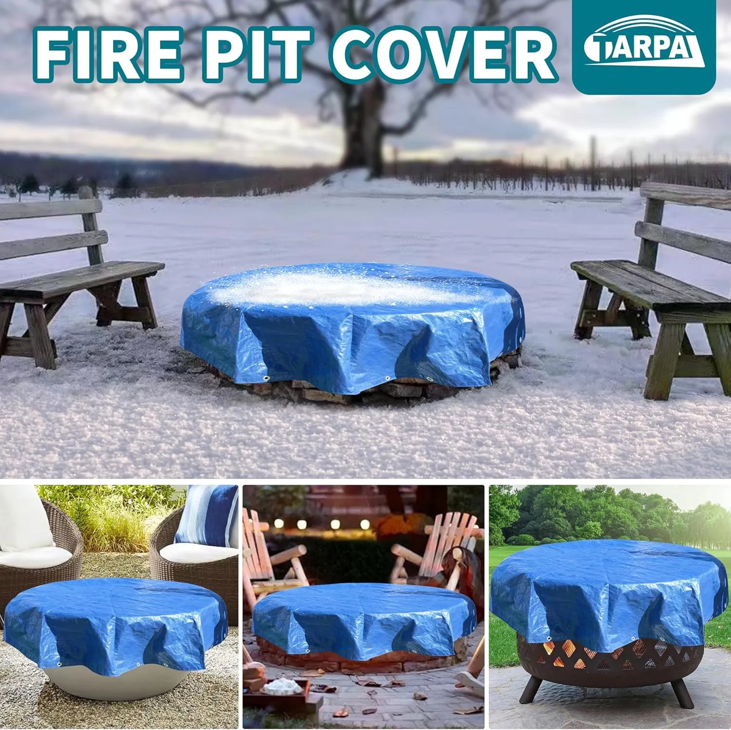 TARPAL 22ft Round tarp Waterproof 8mil Poly Tarps Pool Cover Multifunctional Tarpaulin Pool Covers for Above Ground Pools Dust and UV Resistance .（Blue/Black）