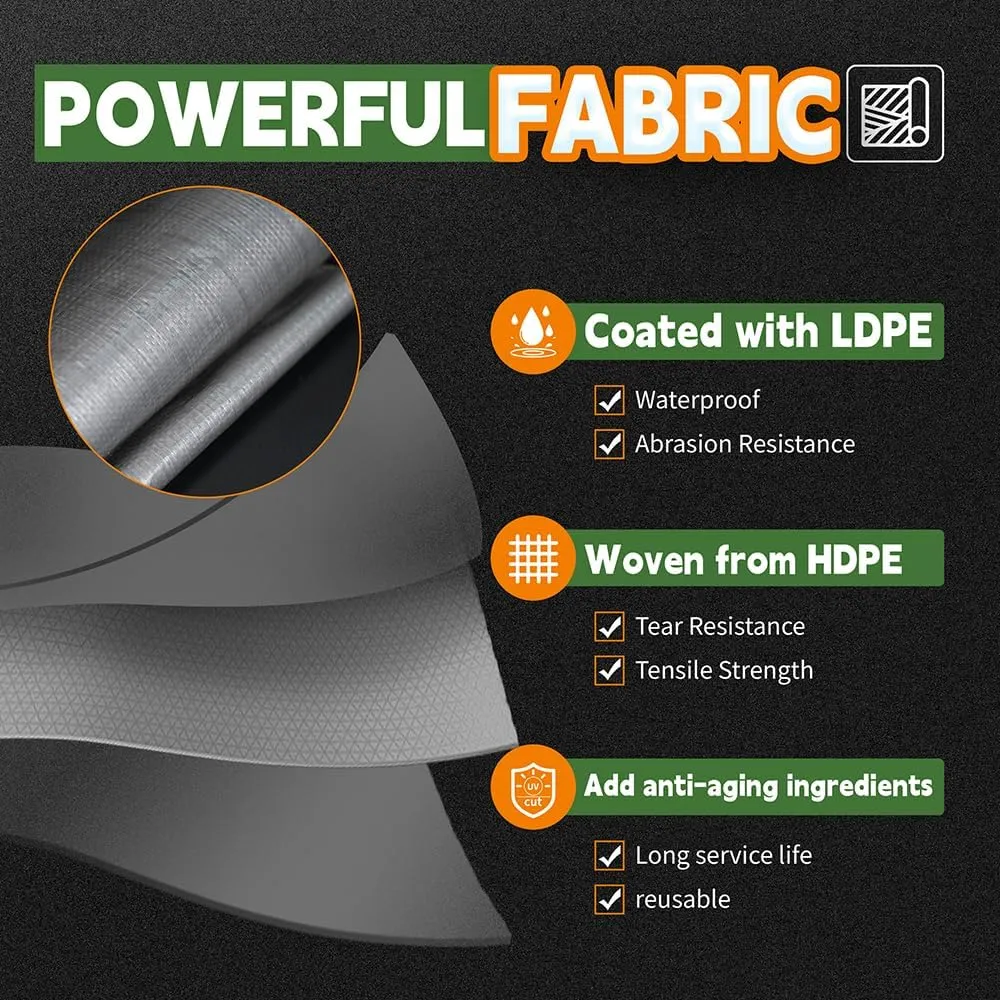 Tarps Heavy Duty Waterproof 10x12 Feet, 10Mil Multipurpose Poly Tarp Cover with Metal Grommets and Reinforced Edges, Silver/Brown Tarp by RAINDEWAY